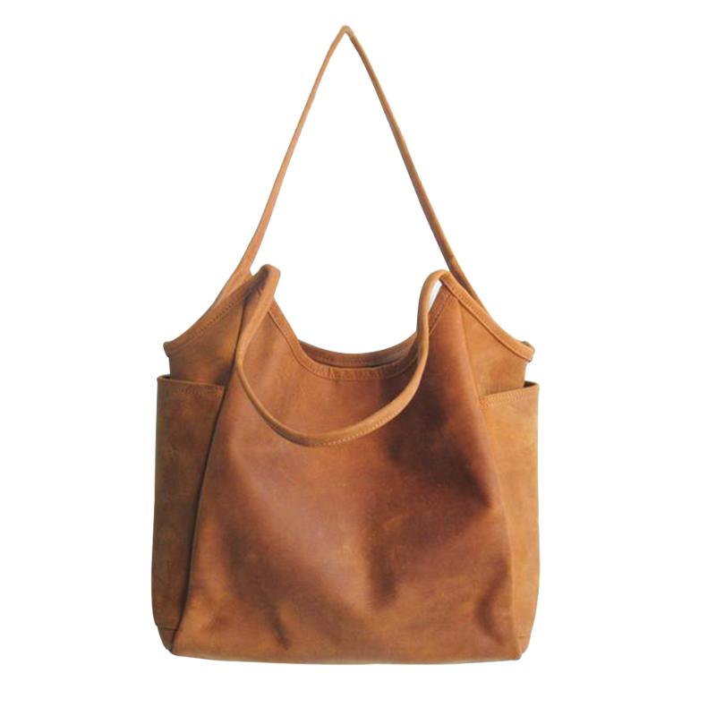 

Youth Ladies Simple Versatile Bag Portable PU Lady Satchel Casual Big Capacity Shoulder Bag Street Top-handle Tote, Light brown