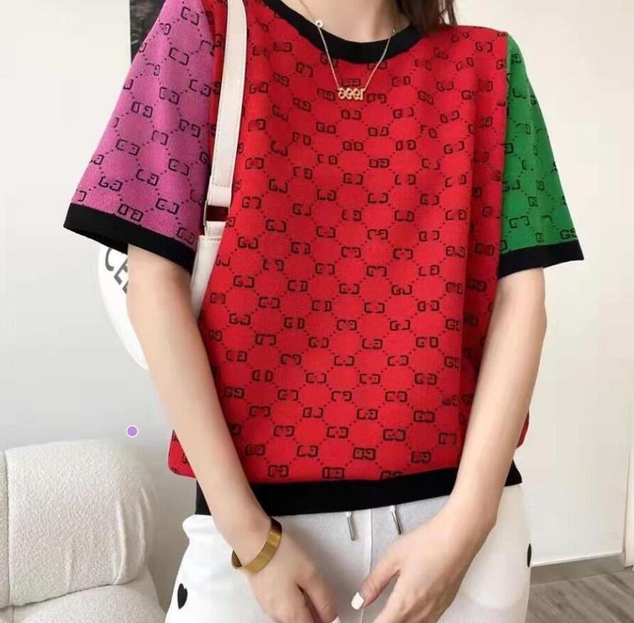 

Women' Knits & Tees Fashion new Women Knitted T-shirts Luxury Designer Letter Pullover Casual Tops 2022GG, 02