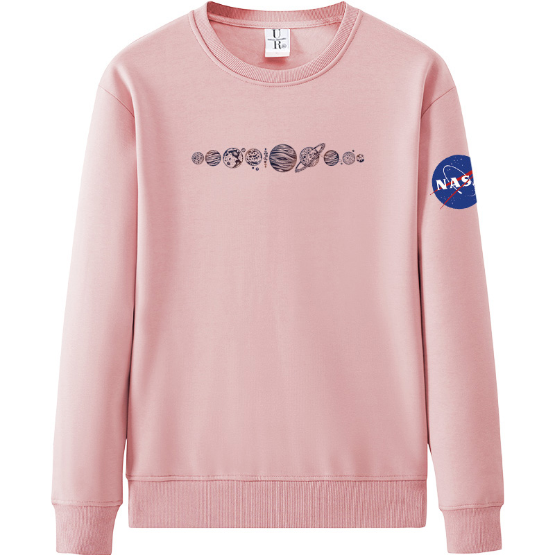 

Summer and winter America NASA Long Sleeve Hooded velvet Sweatshirts Crew neck Pullover Men Women Hoodie Plus Size 268, Black 2