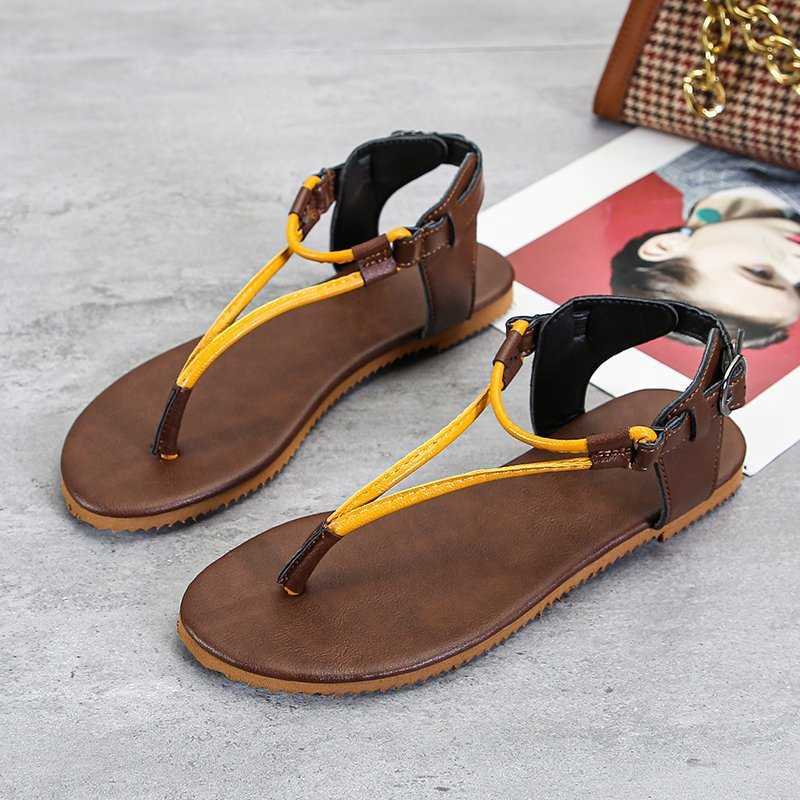 

Summer Flat Sandals For Women Flip Flops Casual Ankle Buckle Flats Shoes Woman Plus Size Comfortable Female Beach Sandalsghn6 Y0721, Yellow