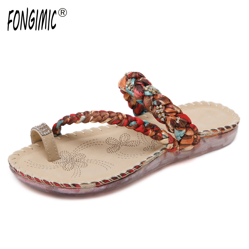 

Fongimic Women Folk-custom Flat Sho Comfortable Casual All-match Elegant Sandals High Quality Beach Large Size, Apricot