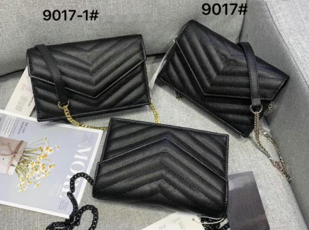 

Designer Metal chain Crossbody Handbags caviar metal chain gold Handbag fashion Leather Flip cover diagonal Shoulder Bags YLS1247, Black chain