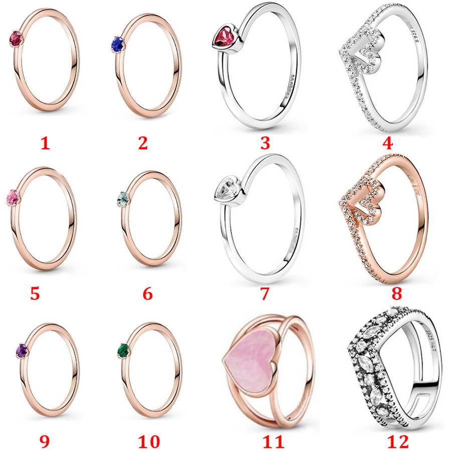 

Designer Jewelry 925 Silver Wedding Ring Bead fit Pandora New solitaire ring temperament Jewelry Cubic Zirconia Diamonds European Style Ring, Slivery;golden