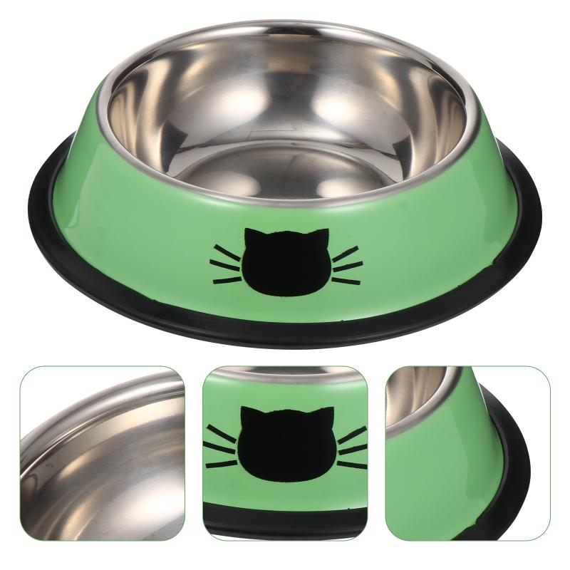 

Cat Bowls & Feeders Stainless Steel Pet Food Bowl Kitten Water Dish
