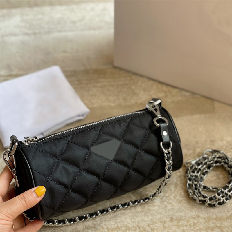 

Designer Bags 2021 classic black silver small handbag tube bag fashion chain single shoulder handbags diagonal crossbody 20 * 10cm