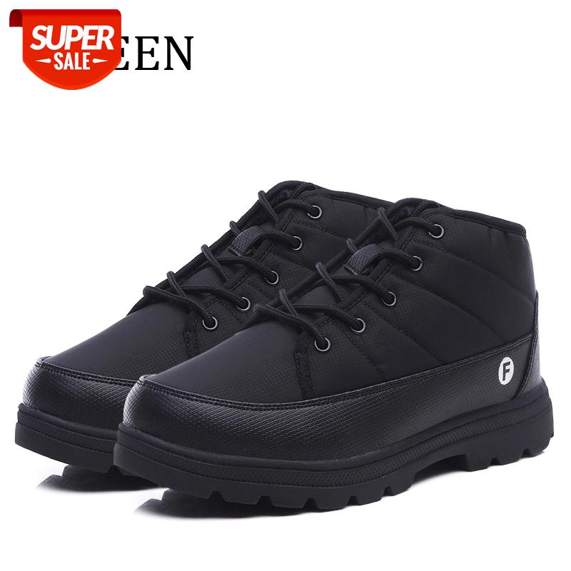 

YWEEN New Fashion Men Winter Shoes Solid Color Snow Boots Plush Inside Bottom Keep Warm Waterproof Men's Boots Size 36-46 #Tx9x