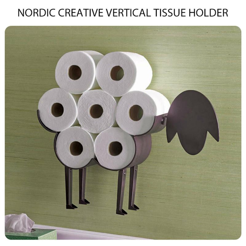 

Dog Cat Sheep Decorative Toilet Paper Holder - Metal Wall Mounted Free-Standing Bathroom Tissue Storage