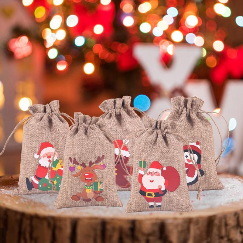 

Christmas Decorations Advent Gift Bags DIY Calendar Bag Set Package Pendant Wooden Painted Xmas Tree Drop Ornaments