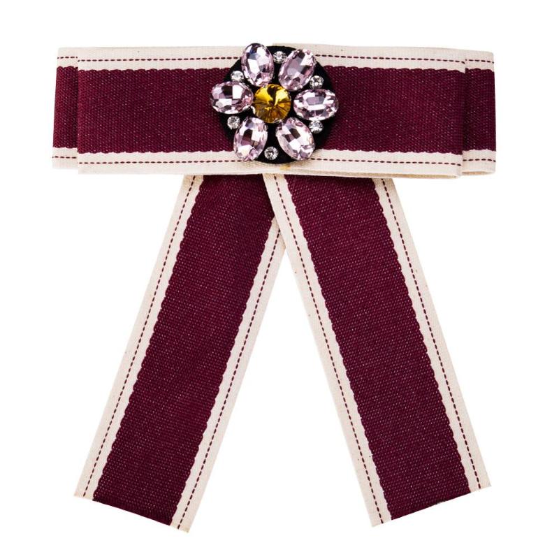 

Pins, Brooches Exaggerated Zircon Inlaid Bowknot Women's Brooch Woven Multi-layer Grosgrain Corsage Fashion Simple Temperament Wild Trend, Gray