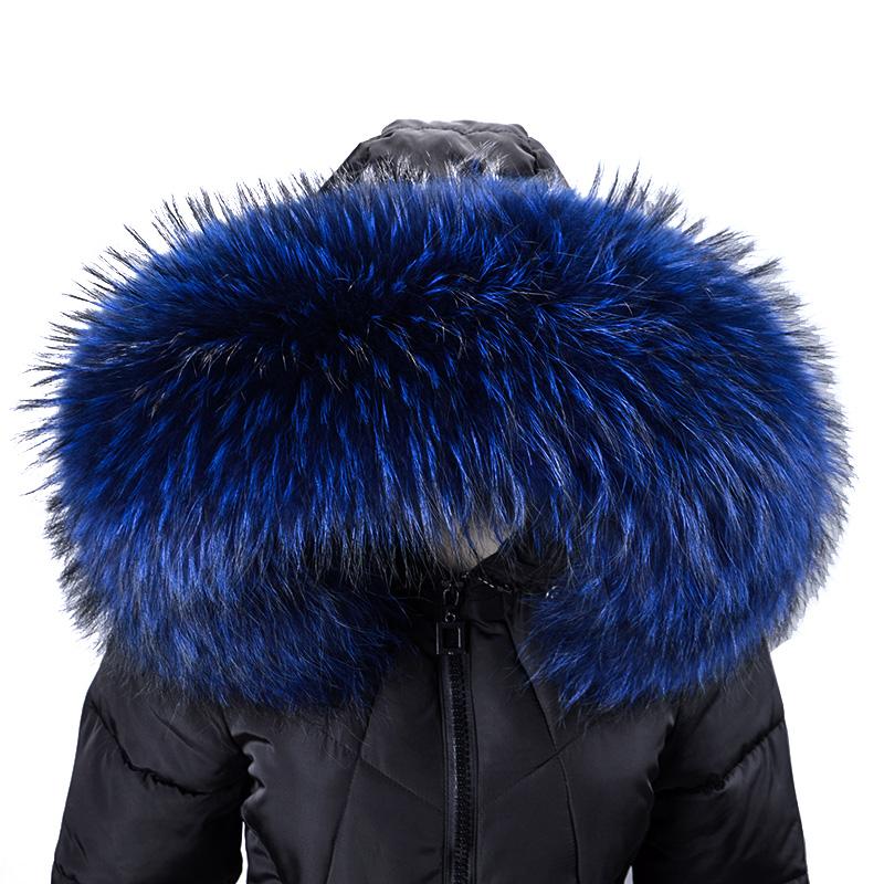 

Scarves Real Natural Raccoon Fur Collar Winter Women's Coat Hooded Solid Neck Parka, Blue;gray