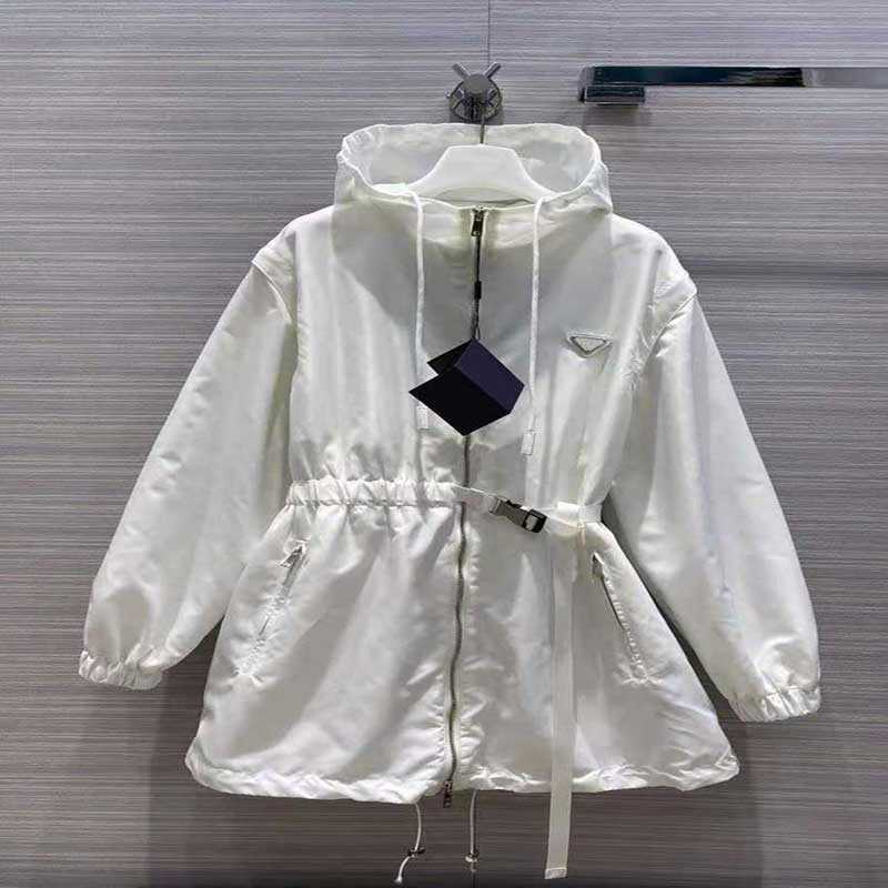 

Women's Jackets Womens Designer with Hooded Fashion Solid Color Windbreaker Casual Ladies Coat Clothing Size S- 85LA, White&long