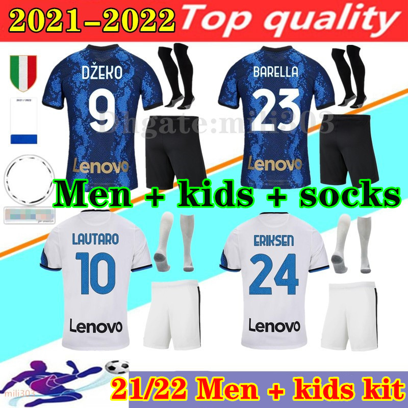 

21 22 ERIKSEN LAUTARO INTER soccer jersey sets MILAN 2021 2022 BARELLA ALEXIS SENSI VIDAL HAKIMI DE VRIJ Dzeko home away adult football shir, Black
