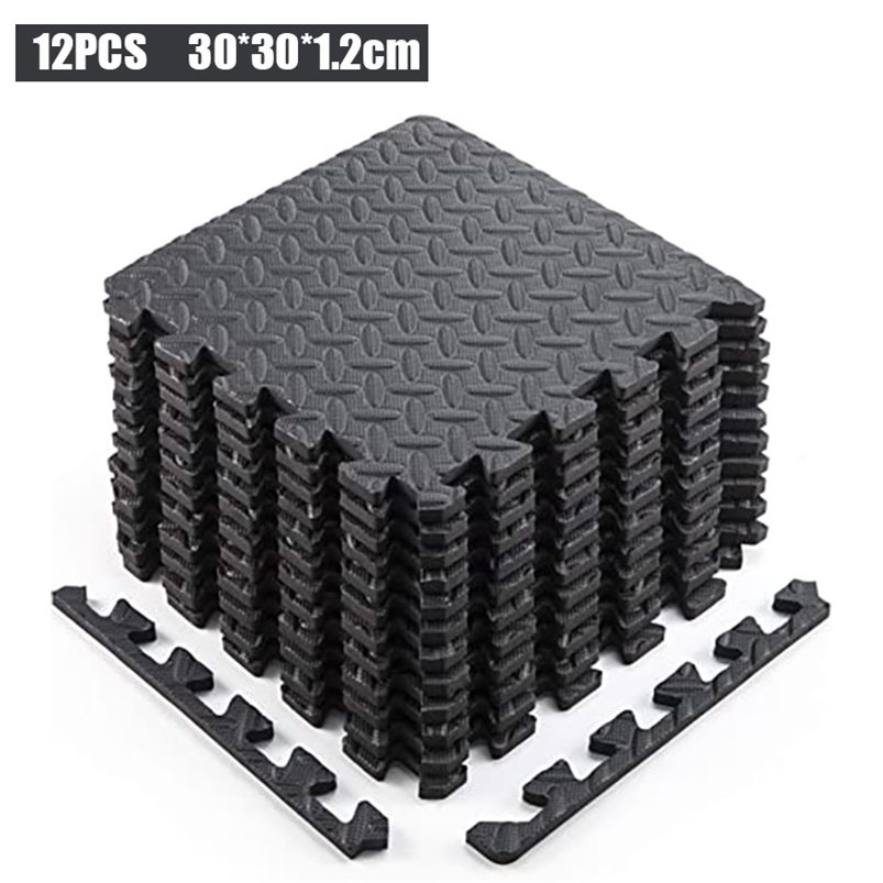 

12PCS 30*30cm EVA Yoga Sports Mat Puzzle Exercise Foam Pad Non-Slip Leaf Grain Splicing Rugs Floor Tiles Protection Gym 210615, Cream