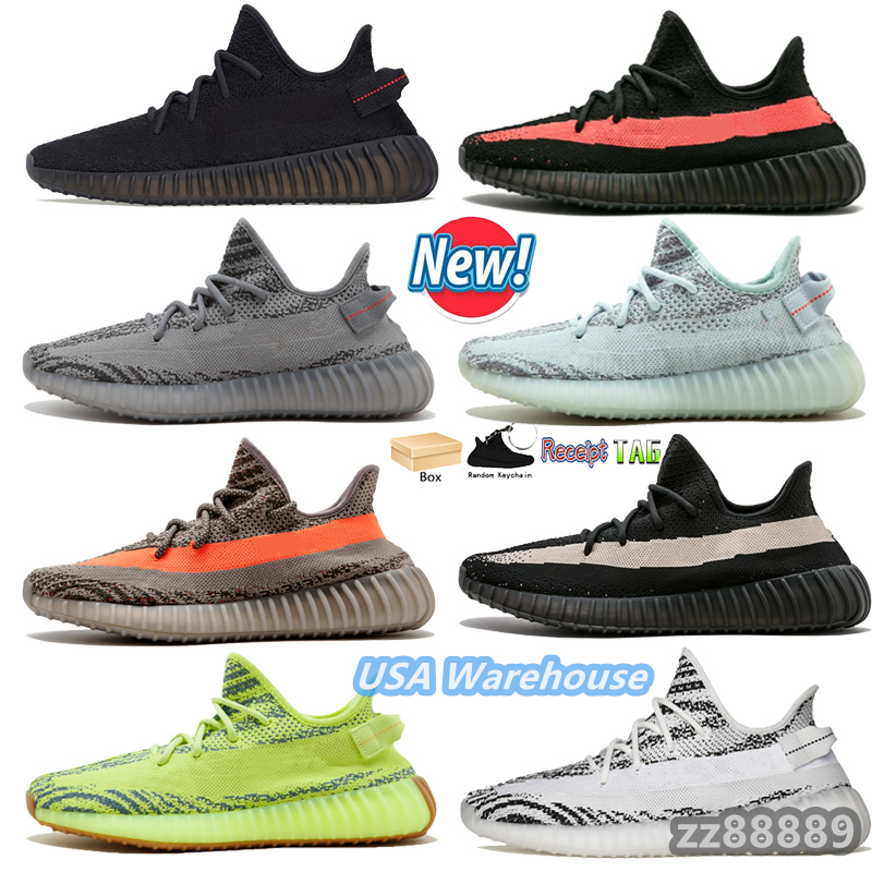 

Top Quality Kanye wholesale Ash Blue Men Women Mesh Running Shoes Fast delivery from US warehouse Fashion Outdoor Sport Black Static Zebra Yeezreel Earth With Box