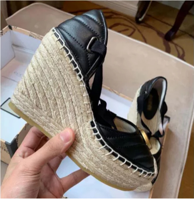 

2021 luxury brand women's shoes leather high heel hand woven sandals 35-42, Black
