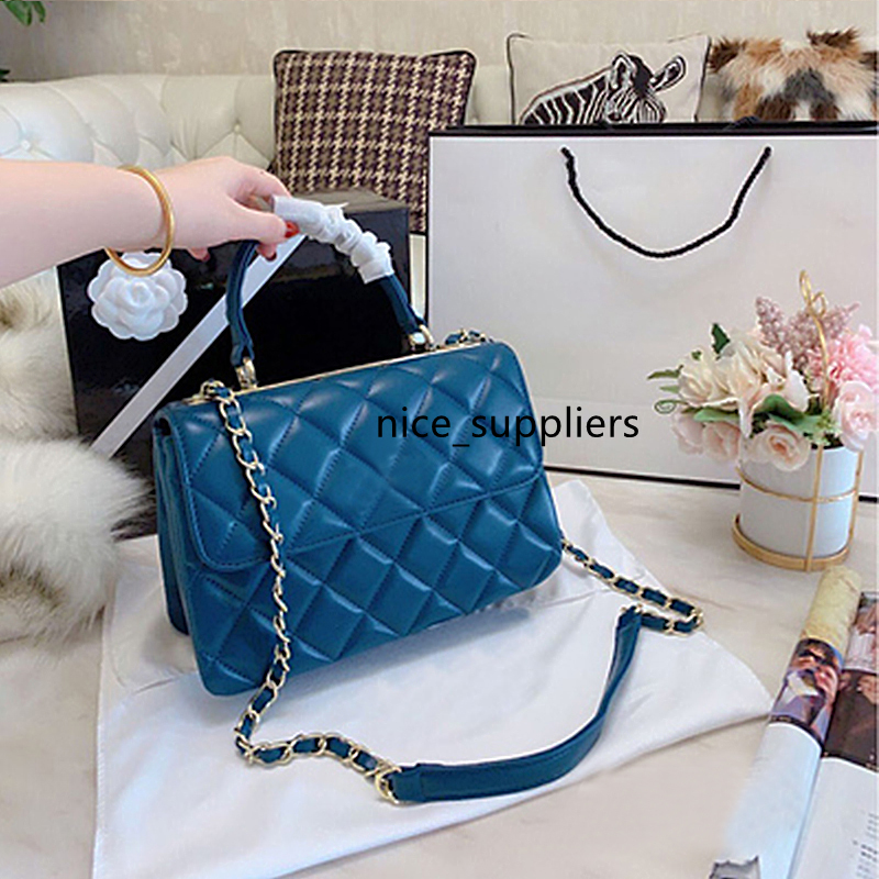 

Genuine Leather Handbag Women New chain Shoulder luxurys designers Bag Diamond Lattice Classic Hot Sale Fashion Handbag Ladies Diagonal Bag, Blue