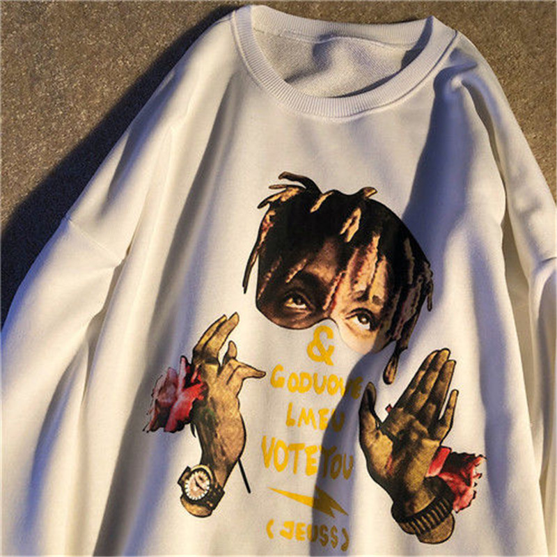 

New 2021 Black High Street Hoodie Streetwear Hip Hop Rap Sweatshirt Funny Loose Tops Casual Spring Autumn Japan Cartoon Rock Hoodies 9qhk