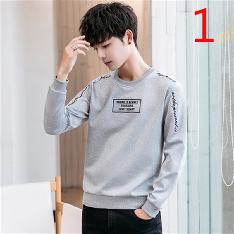 

2021 Autumn New Men's Korean Letter Printing Round Neck Tide Shirt 7wrn