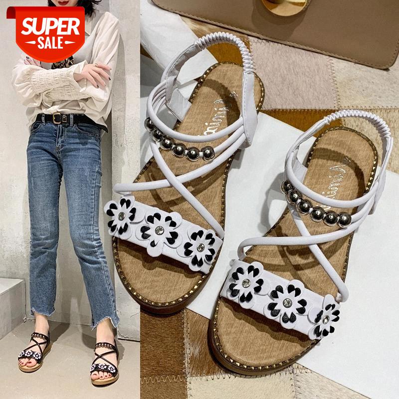 

Women's Flat Sandals Ethnic Style Flower Peep Toe Women Sandals Summer Casual Light Comfortable Non-slip Fashion Beach Slippers #fH3R, Black