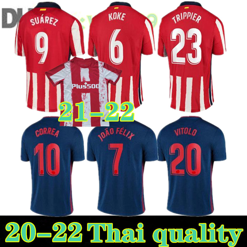 

S-4XL 21/22 JOÃO FÃLIX Atletico Soccer Jerseys de Madrid 2021 Suarez CORREA KOKE DembÃ©lÃ© Carrasco M.LLORENTE Men Kids Kit football jersey, Black