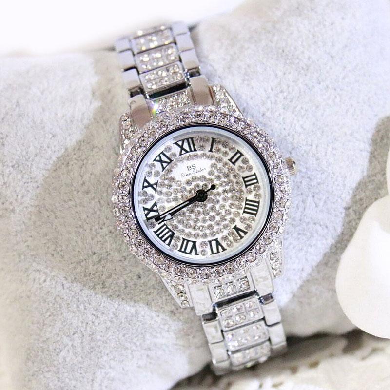 

Wristwatches SEYRNOW Watches For Women Diamonds Style Silver Quartz Watch Roman Numerals Dial Clock Ladies Relogio Feminino, Gold