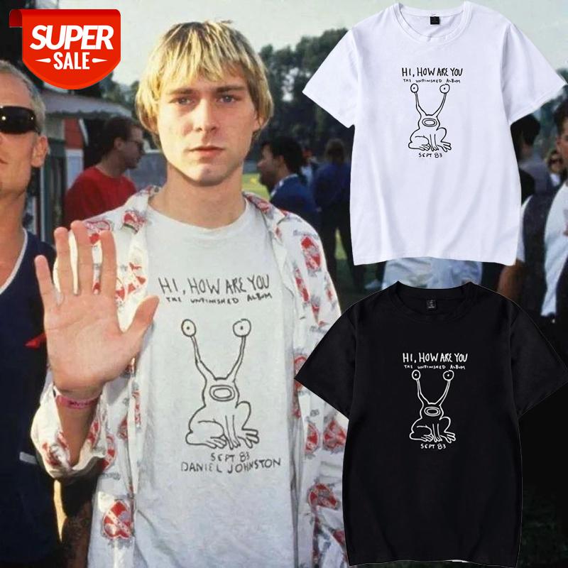 

Nirvana T Shirt Kurt Cobain Nirvana Rock Roll Band T-Shirt Hi How Are You Letter Print Tops Fashion Men Women Cotton Top Tee #Je65, White;black