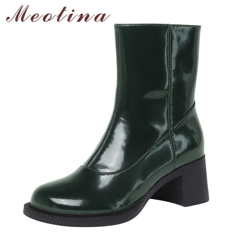 

Meotina Real Leather Platform High Heel Ankle Boots Women Shoes Round Toe Block Heels Zip Ladies Short Boots Autumn Winter 40 210608, Beige velvet lining