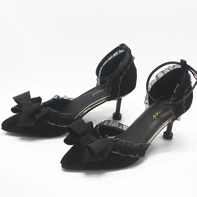 

Nice Black Bowknot Casual Vintage Sweet Shoes Victoria Kawaii Cosplay Lolita Loli Anime High Heels Seven Inches Fp4c
