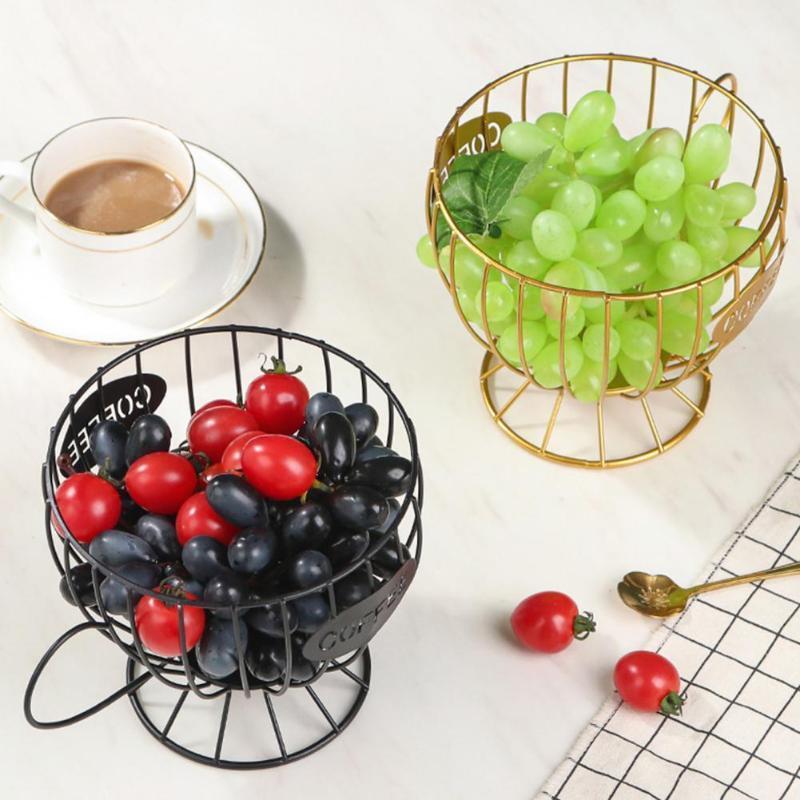 

Storage Baskets Fruit Basket Hollow-Carved Design Large Capacity Wrought Iron Thick Vegetable Holder For Home Organizer