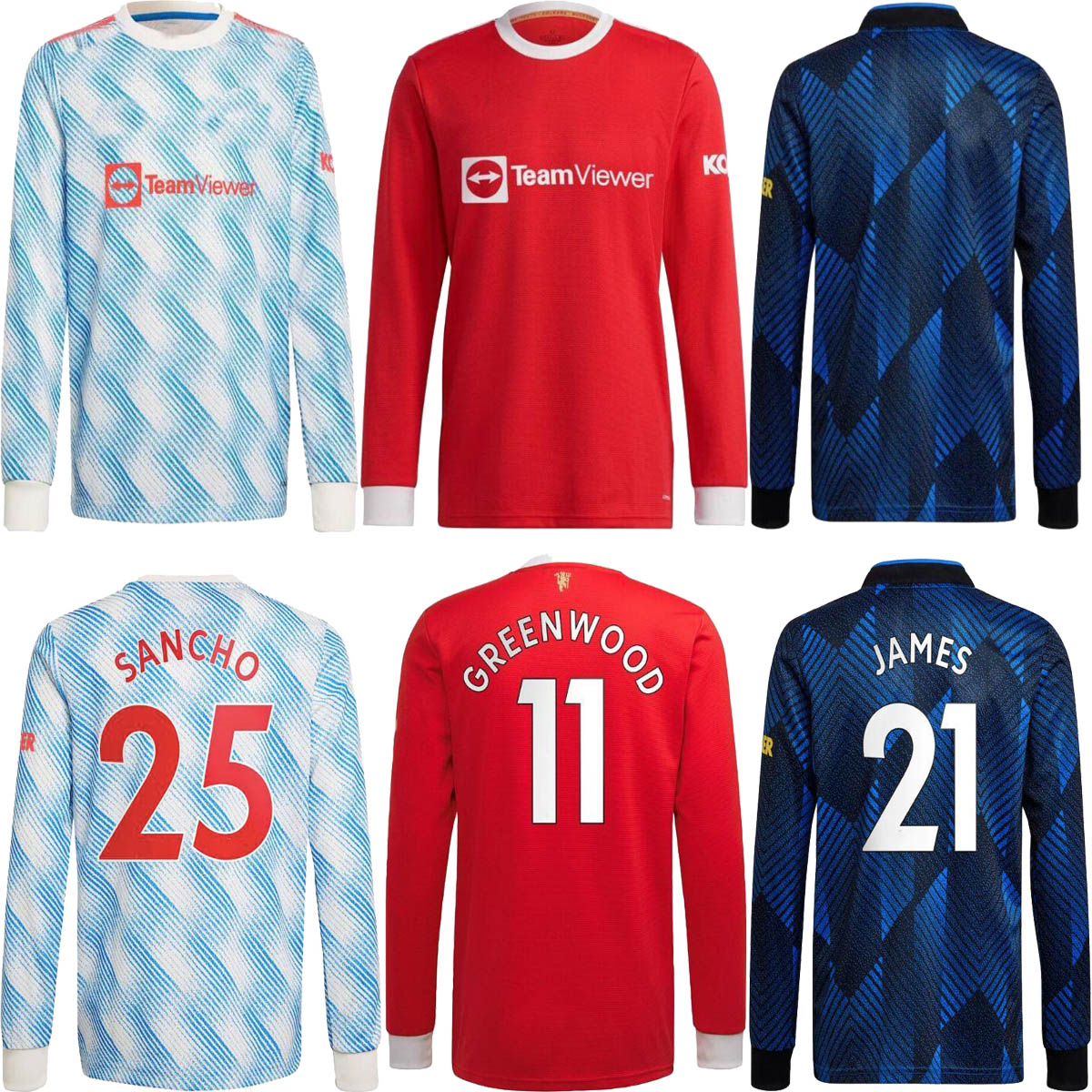 

21 22 Long Sleeve Manchester SANCHO Soccer Jerseys home away 2021 2022 Ronaldo GREENWOOD #18 B.FERNANDES Men football Shirt #10 RASHFORD #6 POGBA Uniform+patch, Beige