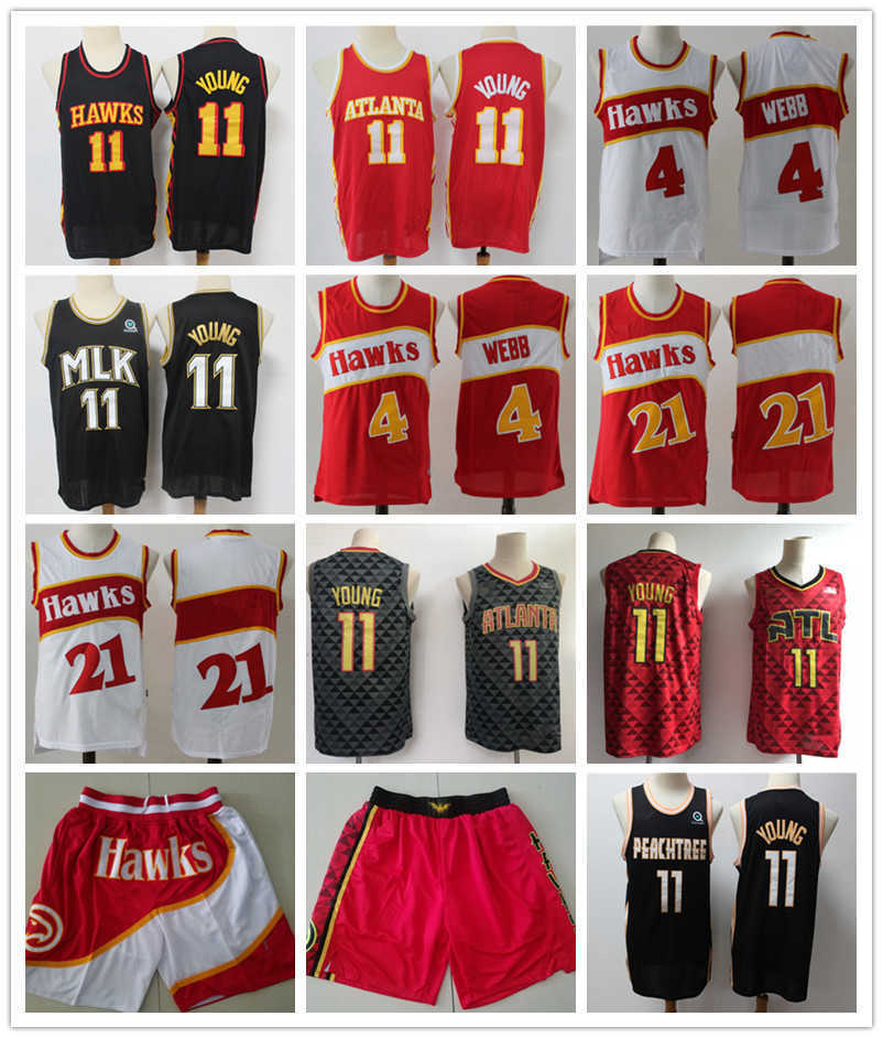 

Atlanta''Hawks''Men Throwback Spud 4 Webb 21 Trae 11 Young Basketball Shorts Basketball Jerseys red black white, Color
