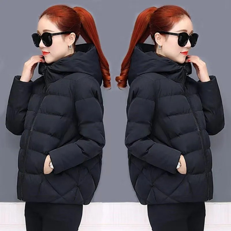

Womens Winter Jacket Parkas Short Fashion Womens Winter Coat Down Jacket Outwear Hooded Basic Jacket Women 5XL H290, Caramel colour
