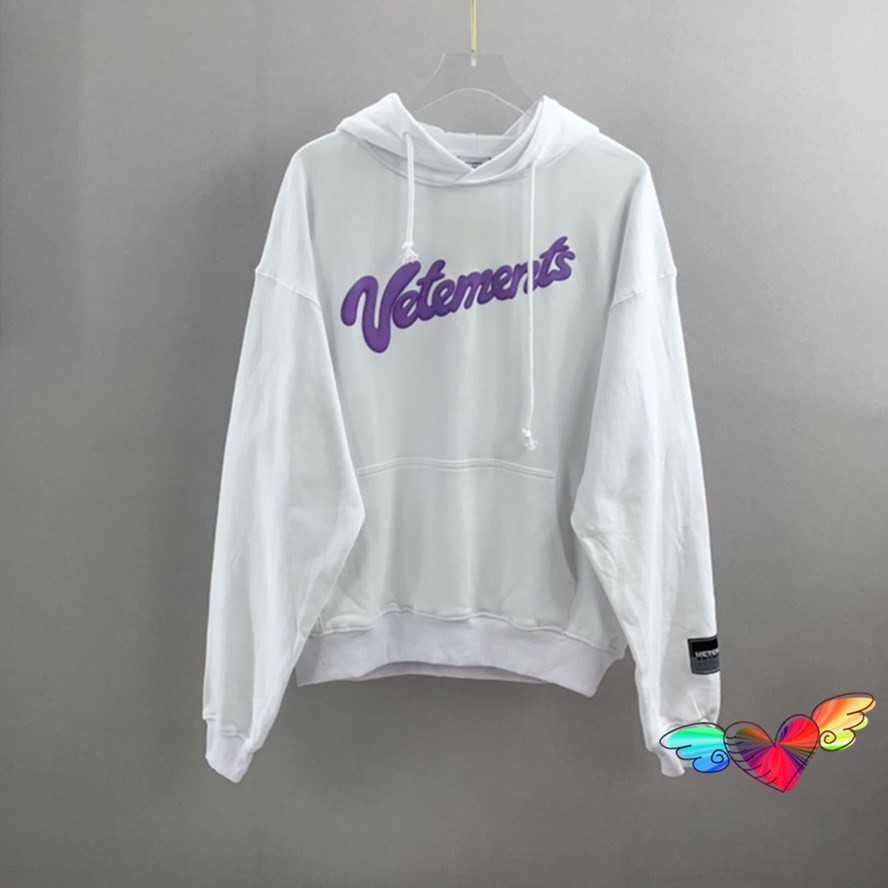 

Vetements Sweet Hoodie 2021 Men Women High Quality Purple Foam Printing Vetements Sweatshirts Terry Cotton VTM Pullovers S0804, Black