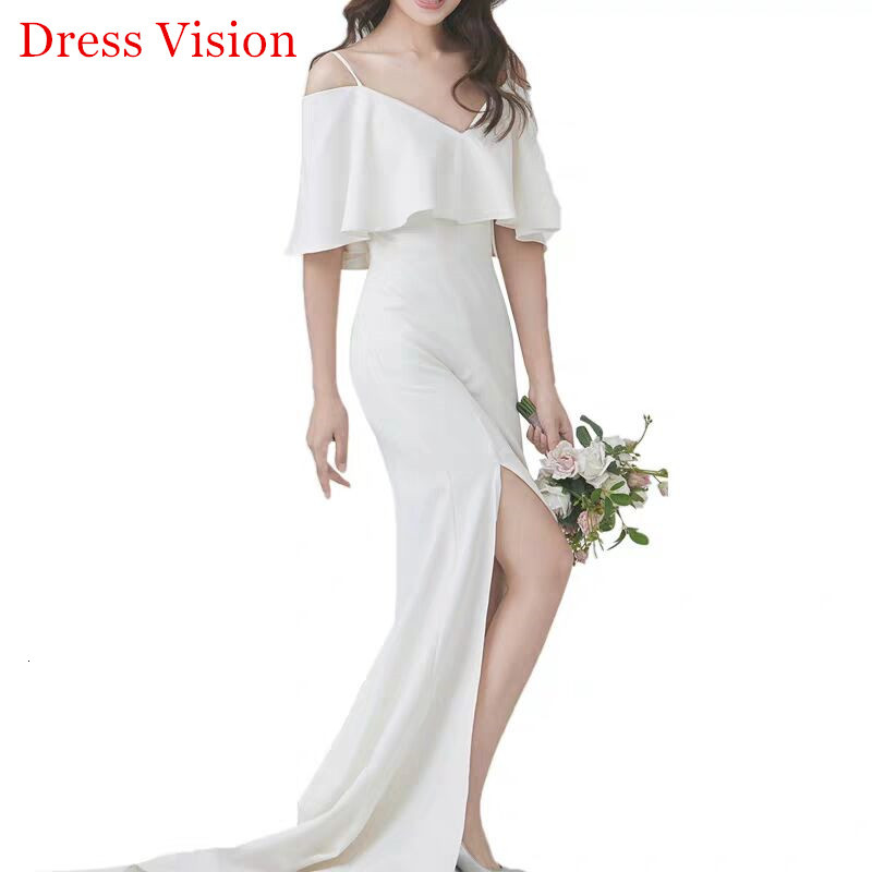

2021 Arrival V-neck Simple Mermaid Wedding Vestido Noiva Mariage Robe De Marie I3gh, Same as image