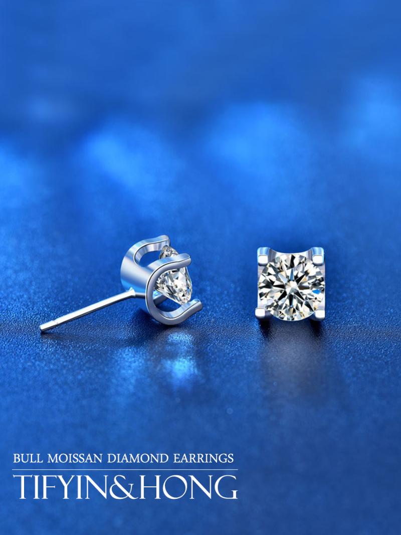 

Stud 2021 Trending Luxury Brands 6mm*5mm Moissanite Earrings Men Wedding Womens Gift, Golden;silver