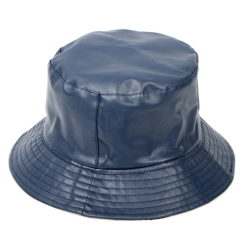 

2021 New Fashion Pu Leather Bucket Fleece Inside Warm Winter Hats Flat Floppy Women Hat Black Blue Red Brown Pink 5color for Choose S1ox