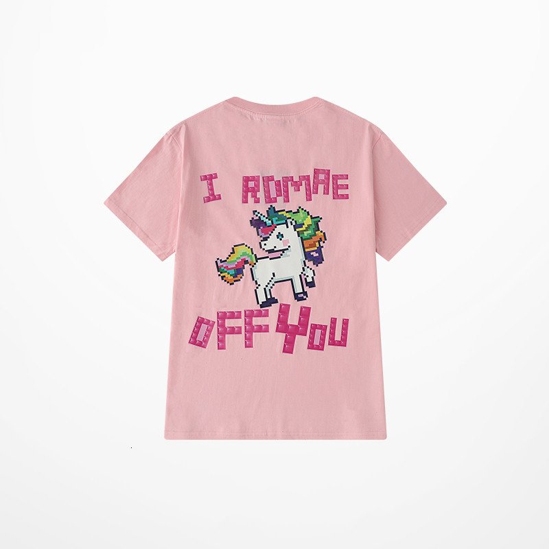 

2021 New Way Cartoon Horse i Romre Off You Print Casual Shirt Harajuku Lover of the Male Black Pink Couple T-shirts 0yt8