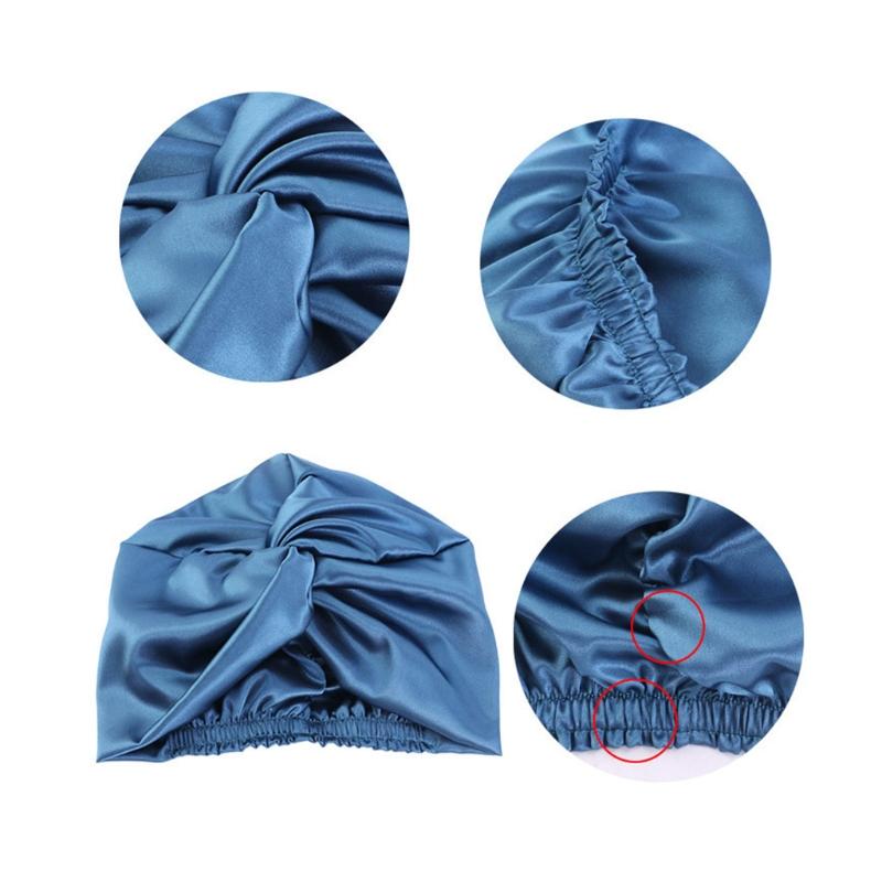 

Beanie/Skull Caps Solid Color Silk Night Sleep Hair Bonnet Hat Chemotherapy Wrap Elastic Ribbon Haircare Turban Cross-twisted HatBeanie/Skul, 56-60cm (a)