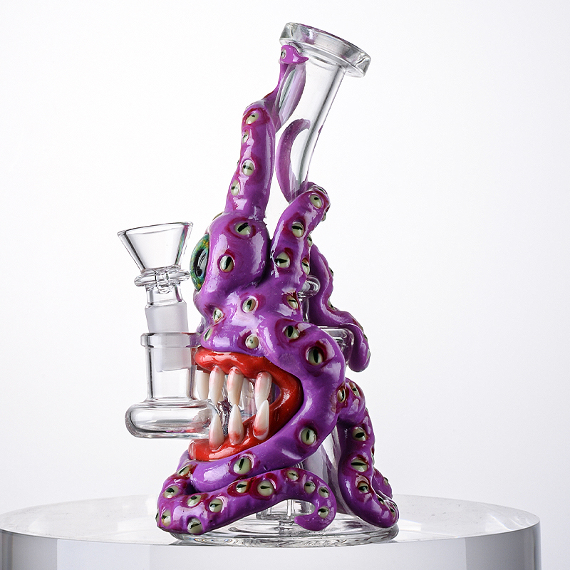 

Octopus Hookahs Halloween Style Heady Glass Bong with Showerhead Perc Unique Water Pipe for Oil Dab Rigs 7" Tall 14mm Joint