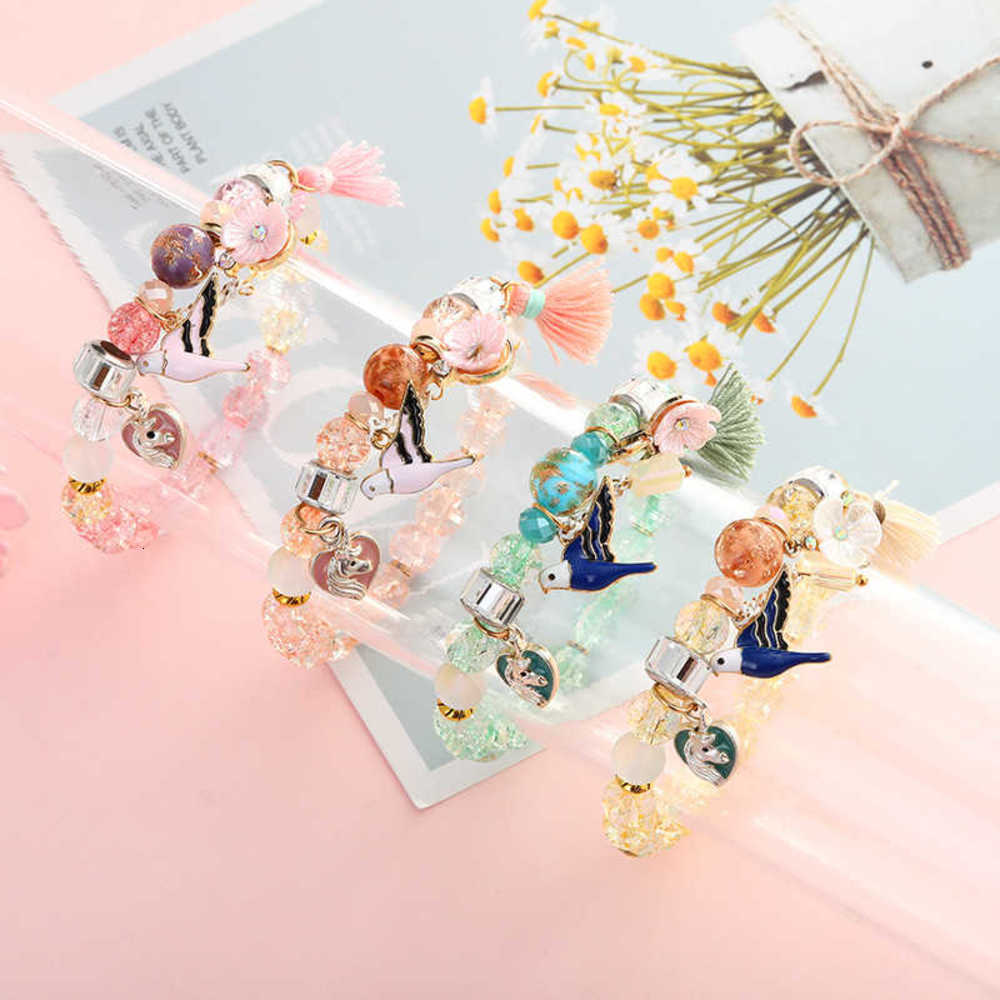 

Fashion all-match braceletKorean women's trendy two piece hand adornment swallow Flower Pendant, Black