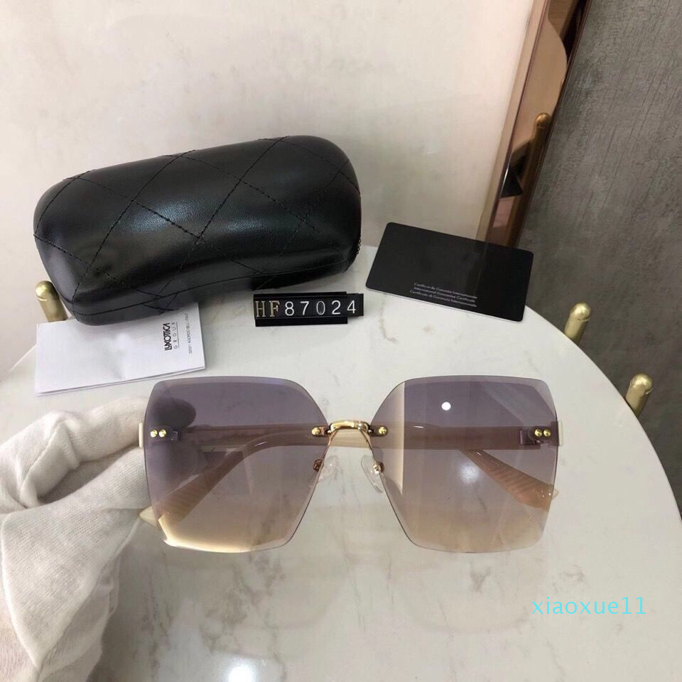

luxury- new top quality high quality frameless fashion brand fashion designer sunglasses large square frame summer elegant style mixed colo