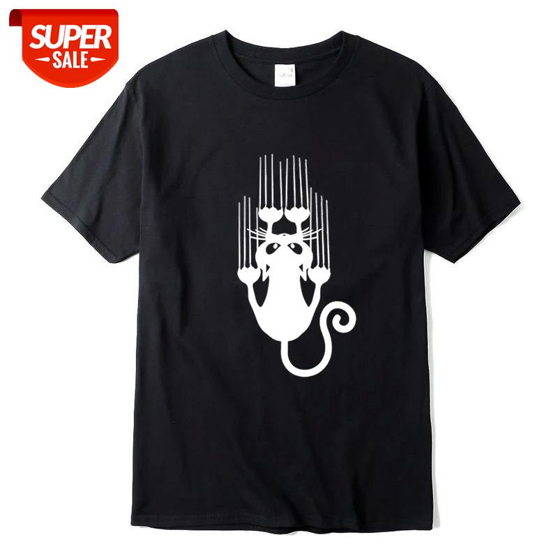 

XINYI Men's T-shirt Top Quality cotton Funny creative Cat print short sleeve men t shirt casual The Big Bang Theory mens Tshirt #Rr1c, White;black