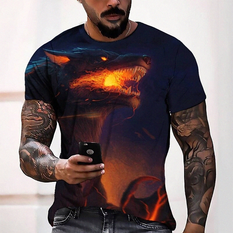 T-shirt Tee T-shirt 3D Imprimer graphique col rond décontracté quotidien 3D imprimé à manches courtes Hauts de mode Cool Confortable Black G5DD #