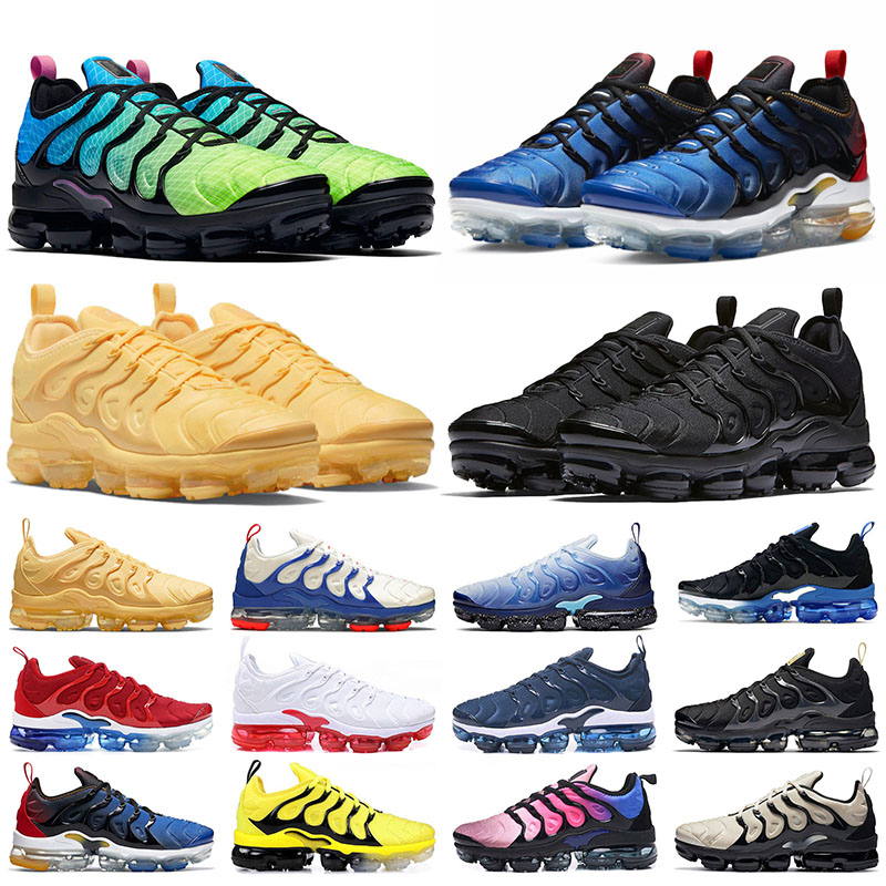 

2022 TN Plus Sneakers Designer Mens Women Running Shoes Original Athletic Mesh Black Anthracite Metallic Volt Green Midnight Navy Racer Blue Coll Grey Trainers 36-47, P74 36-40