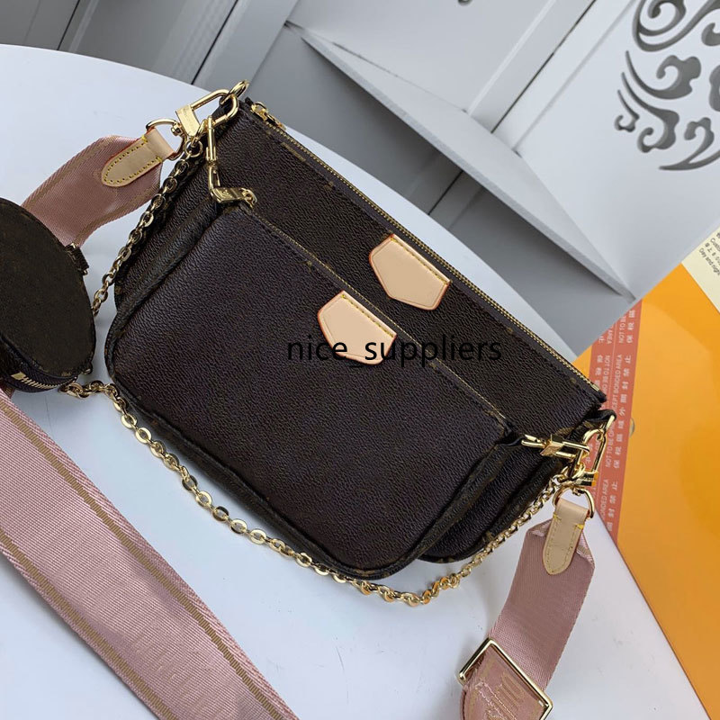 

Handbag Multi Pochette Accessories Genuine Leather L Flower Shoulder Crossbody Bag Ladies Purses 3 Pcs Purse Zero