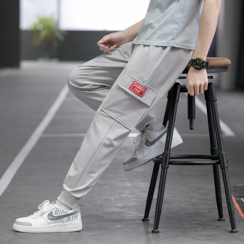 

New 2021 Brand Sweatpants Men Clothing Joggers Cargo Pants Plus Size Harajuku Fashion Homme High Quality Casual Korean Style Clothes 212e, Pale blue