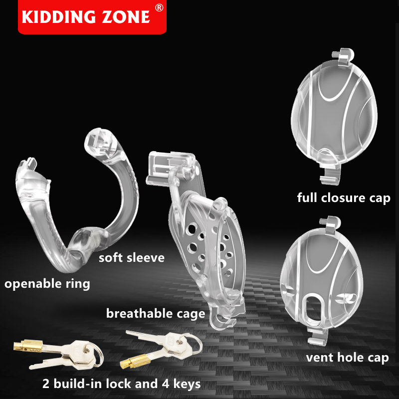 

KIDDING ZONE 2021 New Arrival Openable Ring Quick Disassemble Cap Flip Design Male Cock Cage With 4 Penis Ring Chastity Device Sex Toy 5102