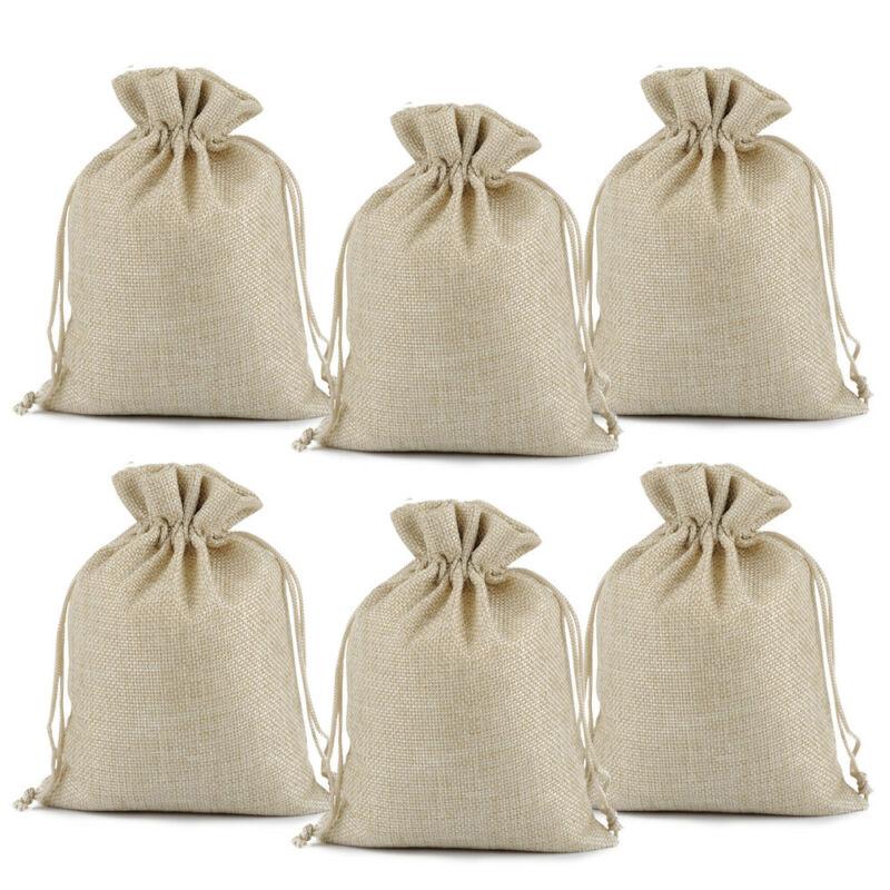 

Gift Wrap 25PCS Wedding Hessian Burlap Linen Favour Bags Jewelry Drawstring Pouch Multi-functional Environmental Protection Sack