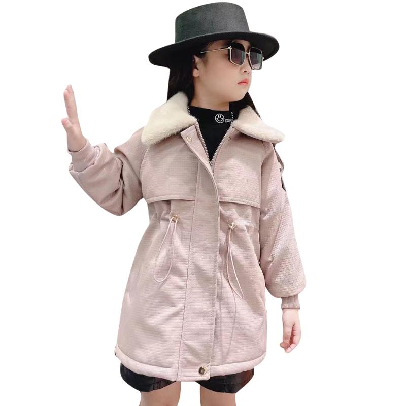 

Jackets Girls Long Jacket Outerwear Solid Color Coats 2021 Winter Coat Kids Teen Clothes Girl, 0498262-1