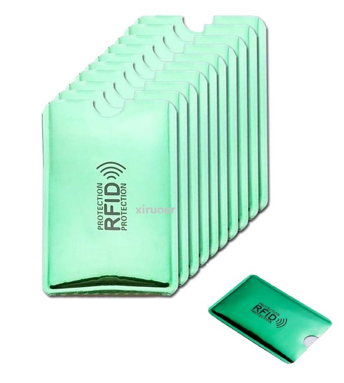 

Xiruoer Laser Green Card Sleeve Pouch Holder Sleeves Scan Aluminum Case Security Blocking Wallet Anti RFID for Credit Card Thin For Wallet 1000pcs